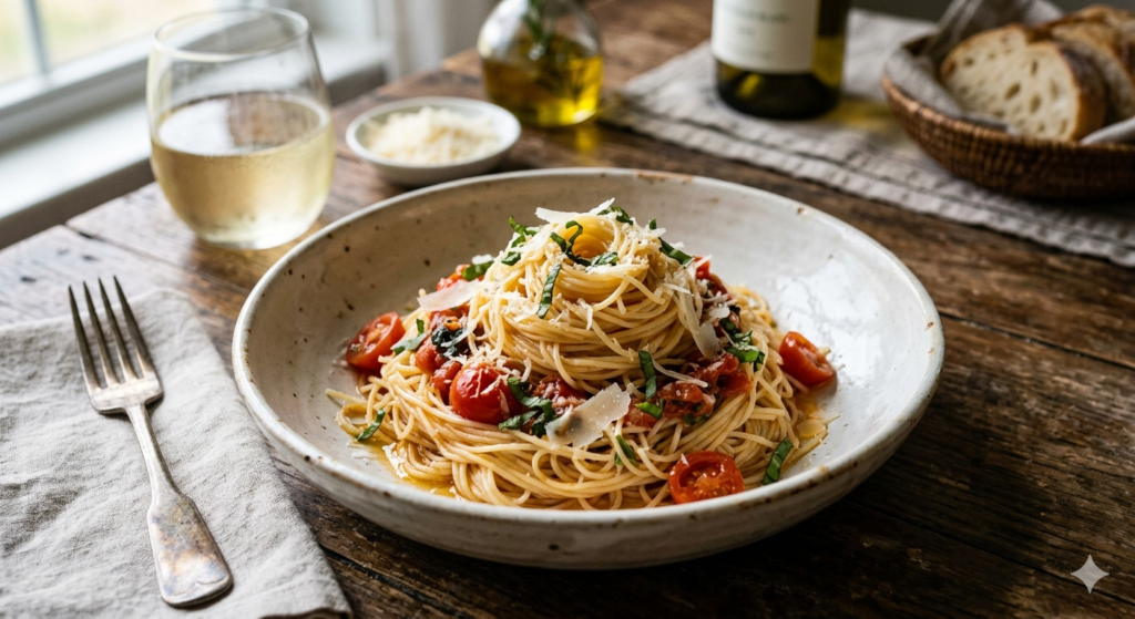 Pasta in boiling water