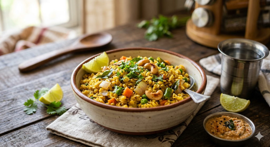 Healthy oats upma quick Indian breakfast