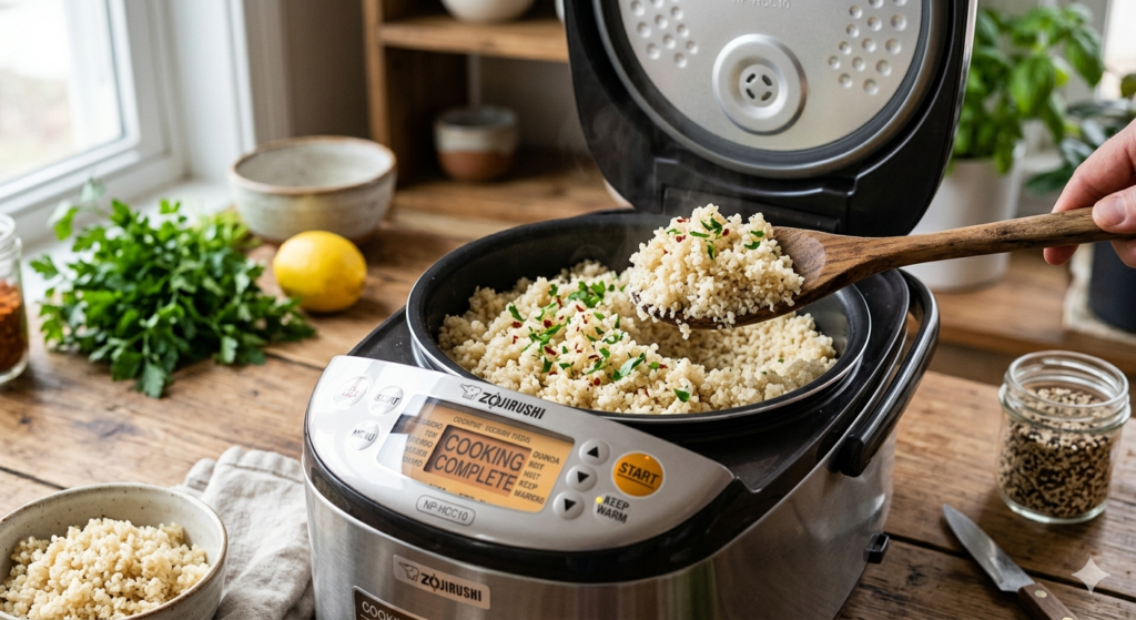 fluffy rice cooked in pot step by step