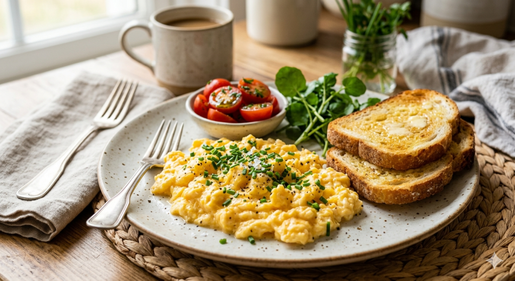 Simple scrambled eggs ready in 10 minutes