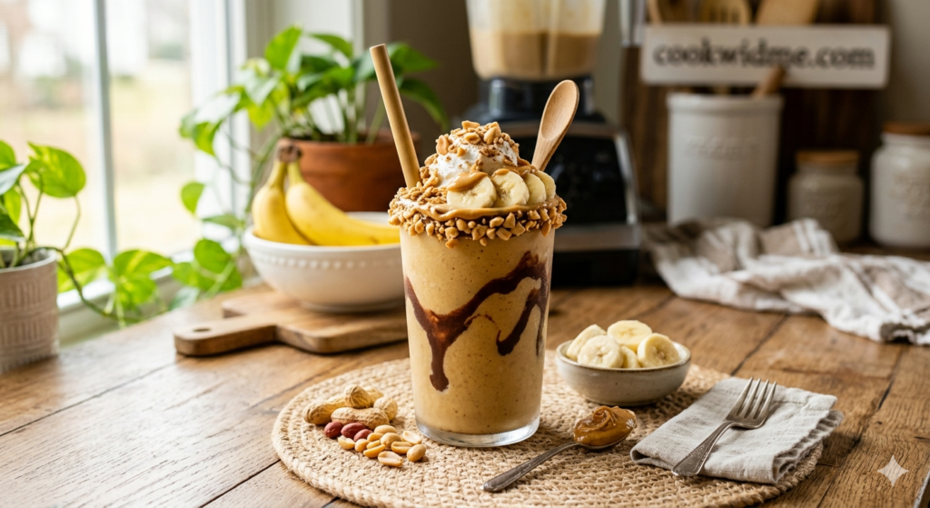 Quick banana peanut butter smoothie for breakfast